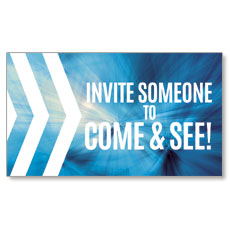 Chevron Blue Come And See Invite 