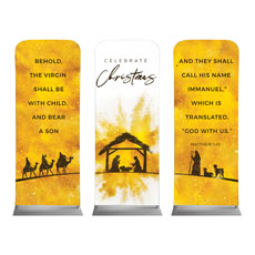 Gold Powder Creche Triptych 