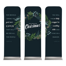 Christmas Floral Wreath Triptych 