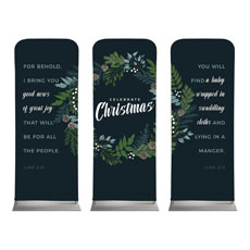 Christmas Floral Wreath Triptych 