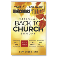 Back to Church Welcomes You Orange Leaves 